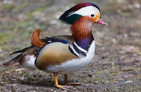 Mandarijneend paar kleurrijke veren Van Blanckendaell Park Noord-Holland